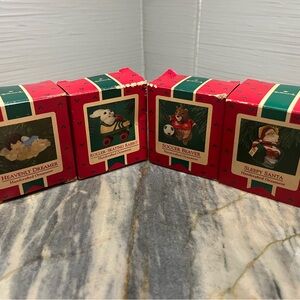 Vintage Hallmark Keepsake Handcrafted Ornament Lot Of 4 Beaver Rabbit Santa
